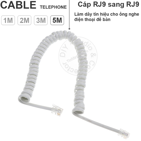 Dây tai nghe điện thoại cố định màu trắng 1 đến 5 mét - Telephone cable