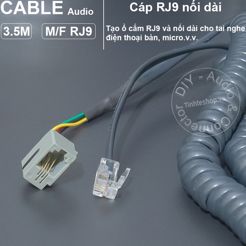 Cáp RJ9 nối dài 1 đến 5 mét - DIY 4 pin RJ9 male to female phone cable