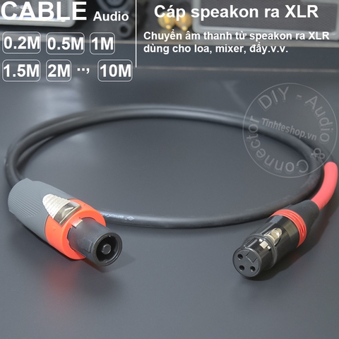 Giắc loa sang canon cái cắm cho Đẩy Vang Mixer 0.2 đến 10 mét - Speakon speaker cable to female XLR
