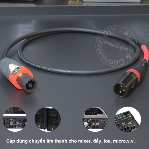Jack loa sang canon đực cắm cho Đẩy Vang Sub Mixer 0.2 đến 10 mét - Speakon to XLR male speaker cable