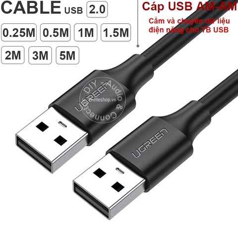 Cáp USB 2.0 AM-AM - Dây USB 2 đầu đực Ugreen 0.25M 0.5M 1M 1.5M 2M 3M