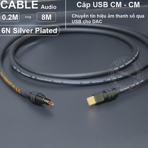 Cáp cấp nhạc từ Smartphone đến DAC AMP đồng 6N mạ bạc - USB Type C to USB Type B cable plays digital music from mobile devices to audio decoders