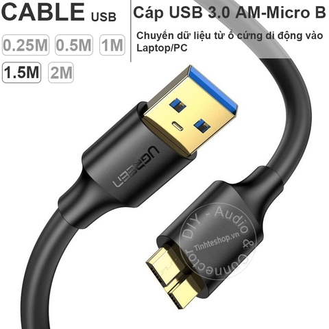 Cáp USB 3.0 AM sang Micro BM Ugreen US130 0.25 đến 3 mét - USB 3.0 type A male to micro B male cable