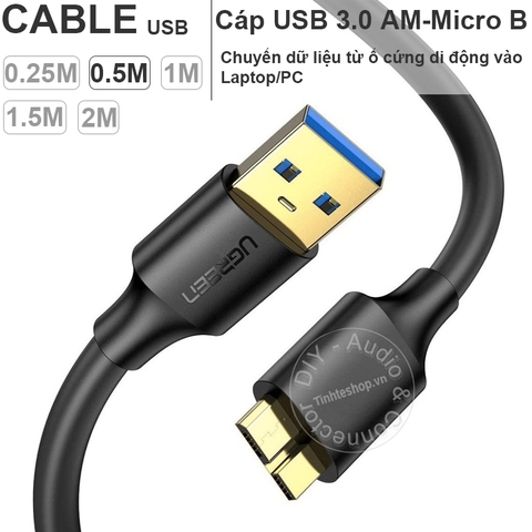 Cáp USB 3.0 AM sang Micro BM Ugreen US130 0.25 đến 3 mét - USB 3.0 type A male to micro B male cable