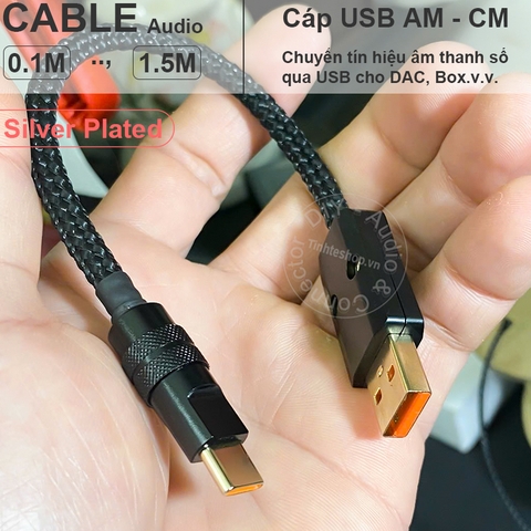Cáp USB DAC mạ bạc Yarbo 8 lõi - USB A to C cable