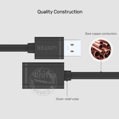 Cáp USB đực cái 1.5M đến 5M Unitek nối dài USB Chuột bàn phím USB flash - USB 2.0 AM-AF cable