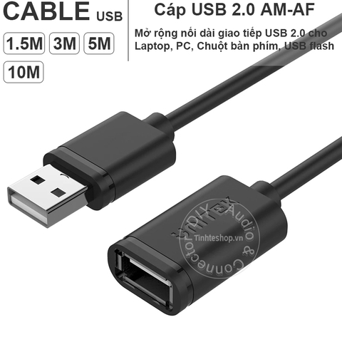 Cáp USB đực cái 1.5M đến 5M Unitek nối dài USB Chuột bàn phím USB flash - USB 2.0 AM-AF cable