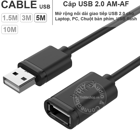 Cáp USB đực cái 1.5M đến 5M Unitek nối dài USB Chuột bàn phím USB flash - USB 2.0 AM-AF cable