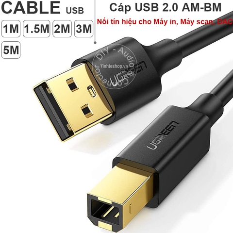 Cáp cắm Máy in Máy scan Sound card DAC - Cáp USB 2.0 AM-BM Ugreen US135 1M đến 15M