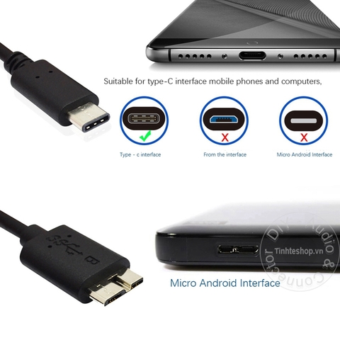 Cáp USB C ra USB 3.0 micro B 30Cm - Dây cắm ổ cứng ngoài