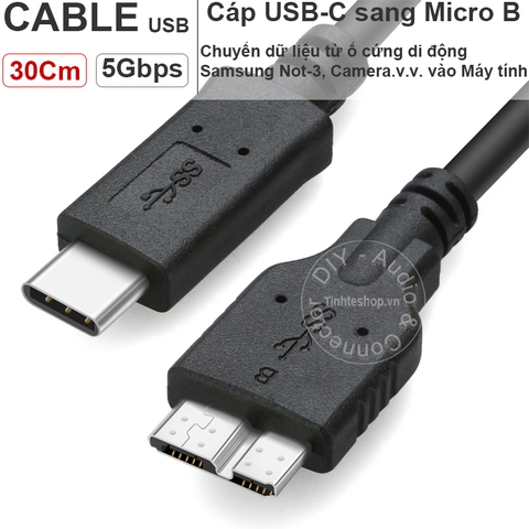 Cáp USB C ra USB 3.0 micro B 30Cm - Dây cắm ổ cứng ngoài