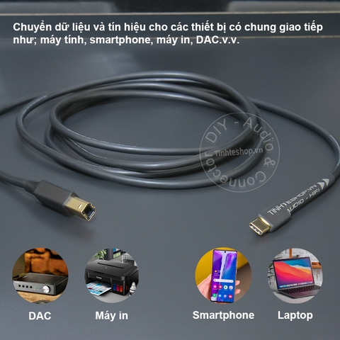 Dây USB C sang USB B 0.2 đến 10 mét - DIY USB type-C to USB-BM data cable