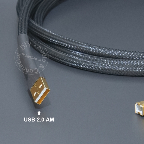 Dây USB cắm DAC đồng 6N mạ bạc - DIY USB AM to BM cable, 6N silver-plated copper, converts digital audio