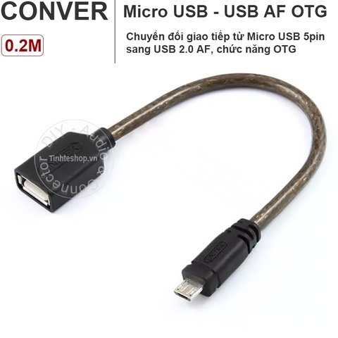 Cáp OTG Micro USB 20Cm Unitek Y-C438 cắm Chuột bàn phím USB flash cho Smartphone Tab- Micro USB to USB 2.0 AF OTG