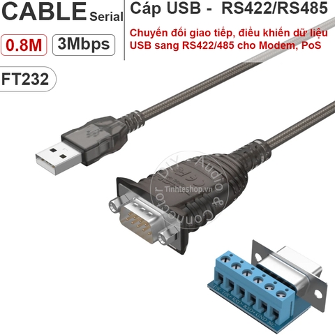 USB sang RS422 485 Unitek y-1082 dài 80Cm chipset FT232