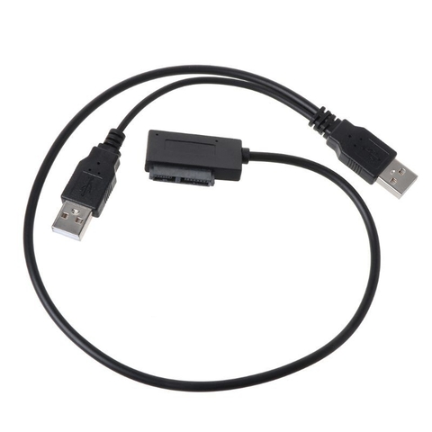 USB sang slim SATA đọc ổ CD laptop có hỗ trợ nguồn 5V - Slim SATA 7+6pin to USB 2.0 cable