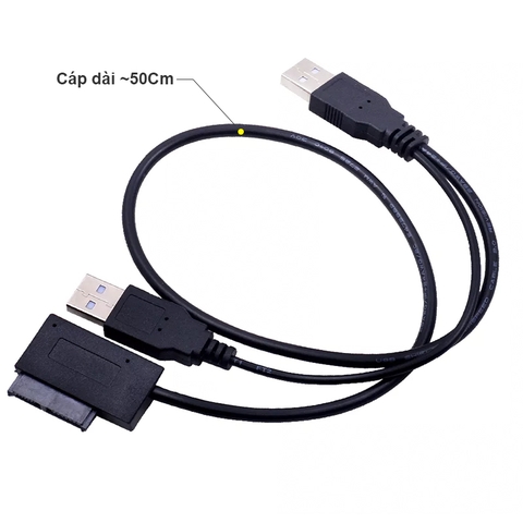 USB sang slim SATA đọc ổ CD laptop có hỗ trợ nguồn 5V - Slim SATA 7+6pin to USB 2.0 cable