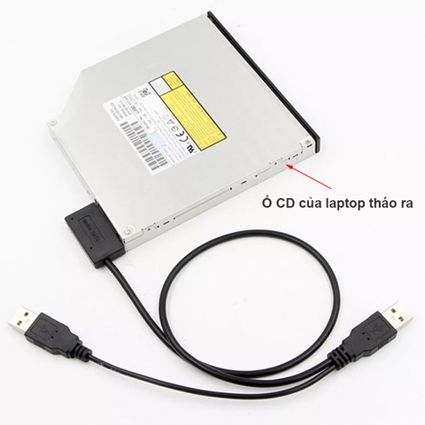 USB sang slim SATA đọc ổ CD laptop có hỗ trợ nguồn 5V - Slim SATA 7+6pin to USB 2.0 cable