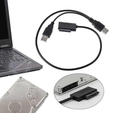 USB sang slim SATA đọc ổ CD laptop có hỗ trợ nguồn 5V - Slim SATA 7+6pin to USB 2.0 cable
