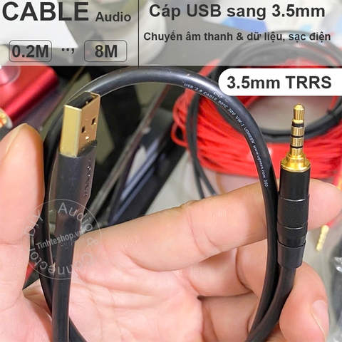 Cáp USB sang 3.5 3 nấc TRS Sạc nguồn Chạy dữ liệu chơi nhạc trên xe hơi
