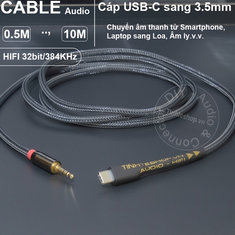 Dây USB type C sang 6.5mm 2 đầu R-L DAC 32bit - USB C to 6.35mm 2-port cable transfers audio from Smartphone Tablet Laptop to Speaker Mixer
