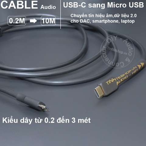 Dây USB C sang mini USB 5pin 0.2 đến 3 mét - DIY USB type C to mini USB 5P data cable