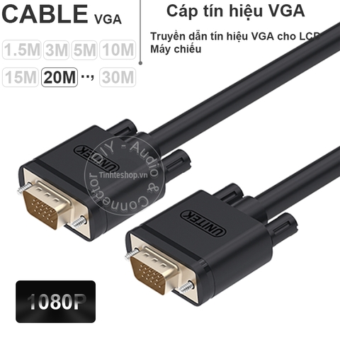 Cáp VGA 2 đầu đực 3+6 1080P Unitek - VGA 3+6 cable support 1080p 1.5M 3M 5M 10M .., 30M