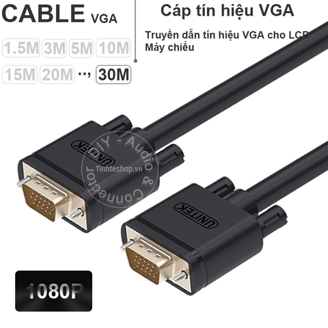 Cáp VGA 2 đầu đực 3+6 1080P Unitek - VGA 3+6 cable support 1080p 1.5M 3M 5M 10M .., 30M