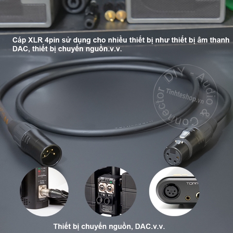 Cáp XLR 4pin đực sang cái 0.2 đến 20 mét - DIY 4pin XLR male to female signal cable