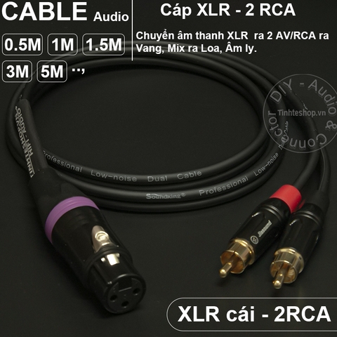 Cáp XLR canon cái ra 2 AV RCA - XLR female to RCA cable DIY 0.5M 1M 1.5M 3M 5M