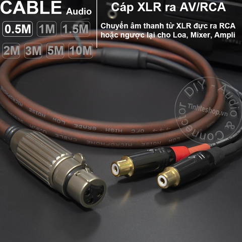 Dây từ vang xuống Sub DIY 0.5M đến 1.5M - XLR cái sang 2AV cái