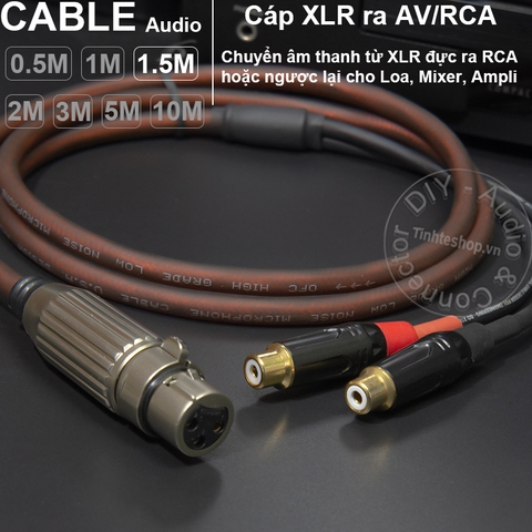 Dây từ vang xuống Sub DIY 0.5M đến 1.5M - XLR cái sang 2AV cái