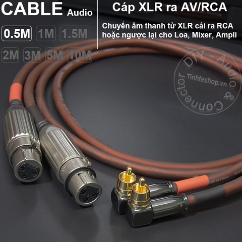 Dây canon cái ra AV vuông góc 2 sợi DIY 0.5M đến 10M - XLR female to RCA cable
