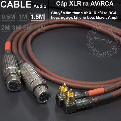 Dây canon cái ra AV vuông góc 2 sợi DIY 0.5M đến 10M - XLR female to RCA cable