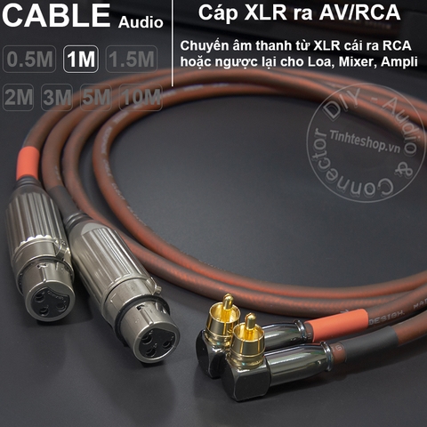 Dây canon cái ra AV vuông góc 2 sợi DIY 0.5M đến 10M - XLR female to RCA cable
