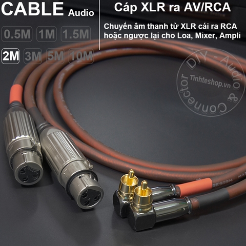 Dây canon cái ra AV vuông góc 2 sợi DIY 0.5M đến 10M - XLR female to RCA cable