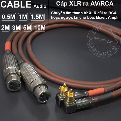 Dây canon cái ra AV vuông góc 2 sợi DIY 0.5M đến 10M - XLR female to RCA cable