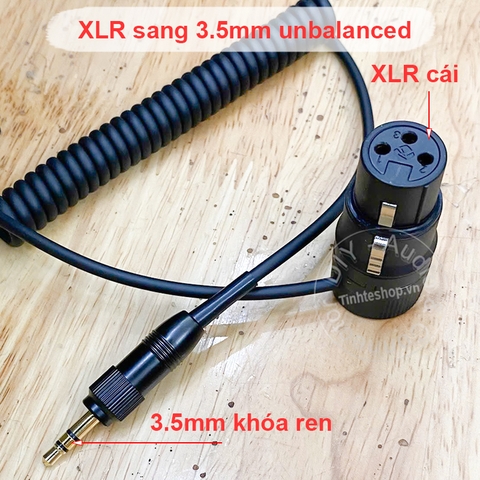 Cáp 3.5 khóa ren sang canon đực cắm micro không dây Azden Boya Saramonic vào Máy quay phim Mixer