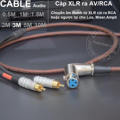 Dây Canon cái ra Hoa sen DIY 0.5 đến 5 mét - XLR female to 2RCA cable