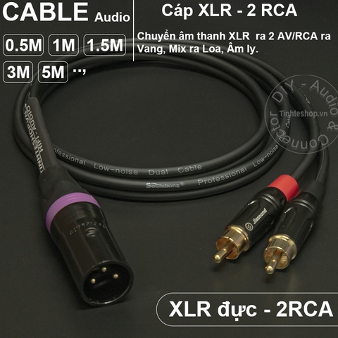 Dây âm thanh XLR ra 2 cổng AV - Audio cable XLR male x2 RCA male DIY 0.5M 1M 1.5M 3M 5M