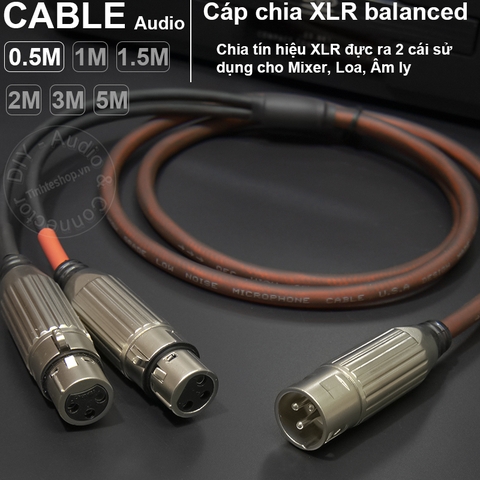 Cáp chia canon đực sang 2 cái DIY 0.5 đến 5 mét - 1 male to 2 female XLR balanced audio splitter cable