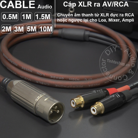 Dây canon đực ra 2 AV cái DIY 0.5M đến 1.5M - XLR male to 2 RCA female cable