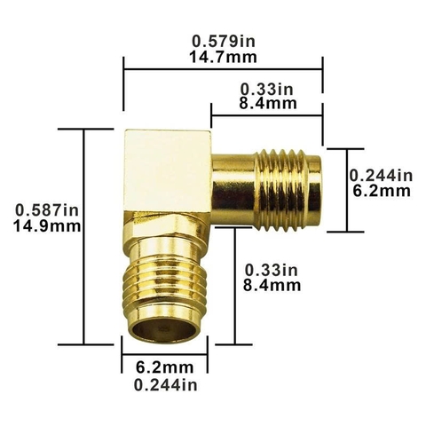 Đầu nối SMA  cái vuông góc dành cho anten, wifi, bộ thu sống radio - 90-degree right-angle female SMA connector