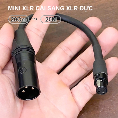 Dây canon cái đầu nhỏ sang canon đực đầu lớn - Mini XLR 3-pin Female to XLR 3 pin Male Cable, for SLR Cameras, Microphones