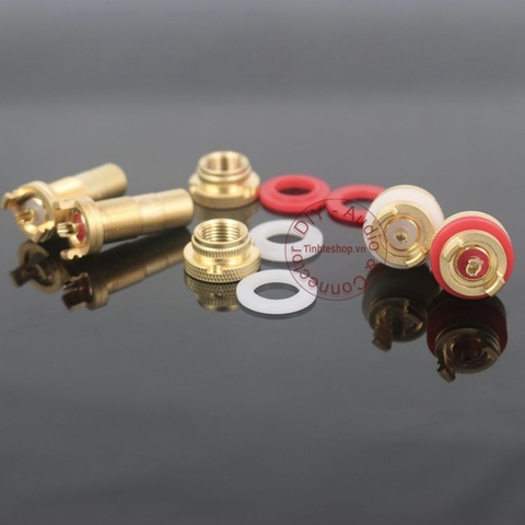 Đầu hàn cổng AV cái gắn trên Âm ly Loa DVD OEM CMC gold 24K 1 chiếc - RCA female socket chassis gold 24K plated
