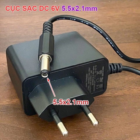 Cục sạc DC 6V 1A 5.5x2.5mm - 6V 1A Power Supply Adapter with 5.5X2.5mm Plug