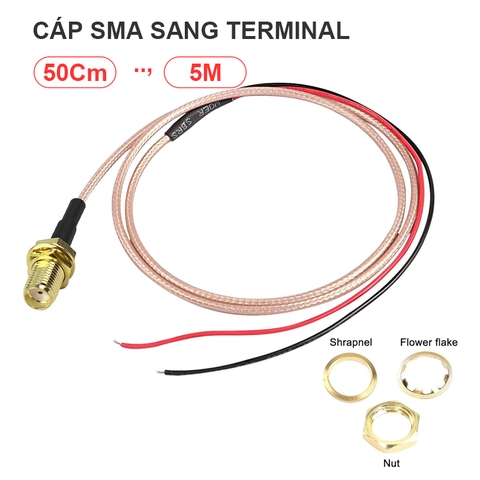 Cáp SMA bấm sẵn 1 đầu cái lắp Bảng điều khiển Terminal block - SMA female cable with one end pre-crimped