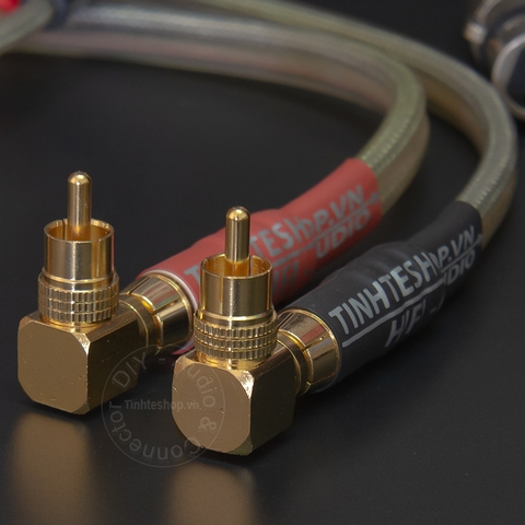 Đầu AV đực sang cái vuông góc nhân đồng mạ vàng 24K 1 chiếc - RCA male to RCA female adapter