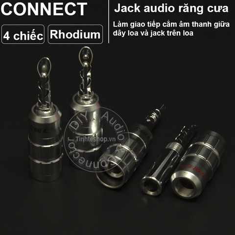 Đầu bấm jack loa bắp chuối răng cưa lõi đồng mạ vàng 24K OD4mm 4 chiếc - Banana plug jack for Speaker Amplifier