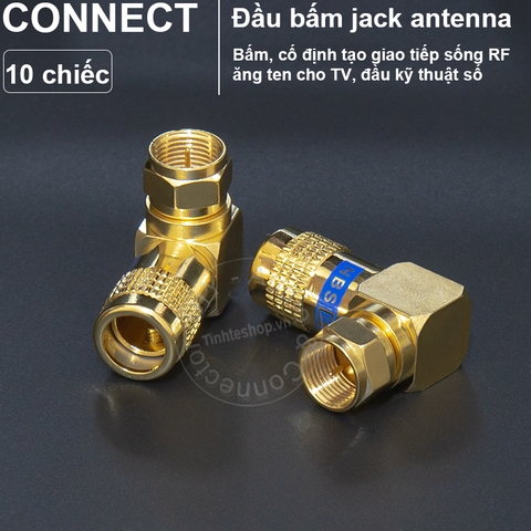 Giắc anten tivi đực góc 1 chiếc - TV antenna plug DVB T2 receiver DIY 24K gold-plated copper screws